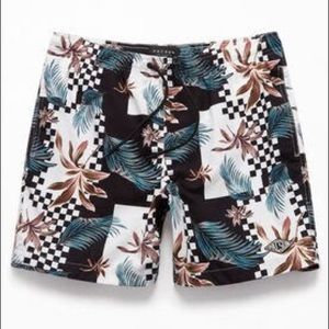 Pacsun Floral Check Swim Trunks